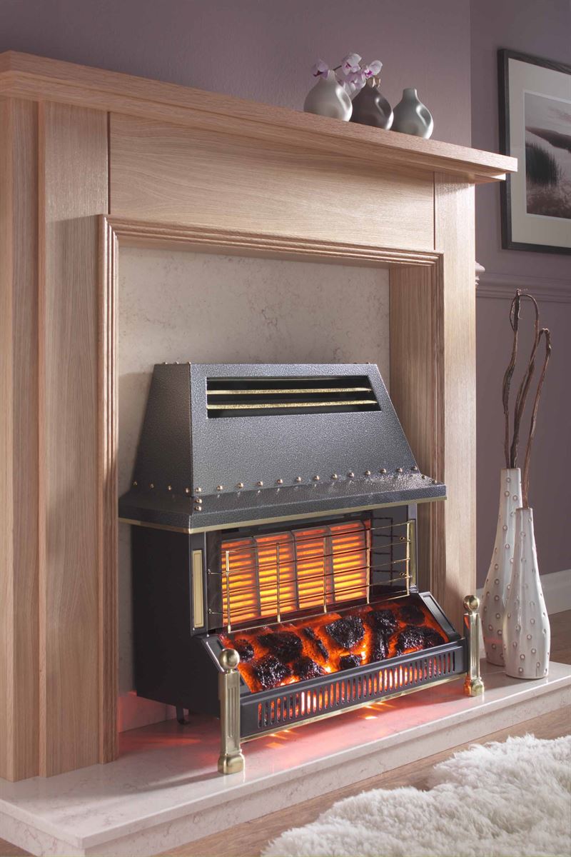 Flavel Welcome - Black &amp; Brass - Outset Gas Fire