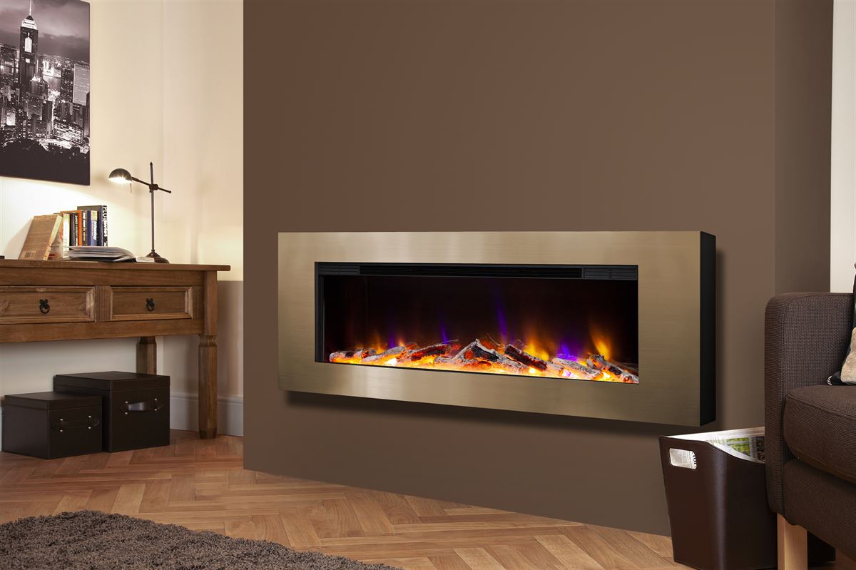 Electriflame VR Basilica Champagne &amp; Black Wall Mounted Fire
