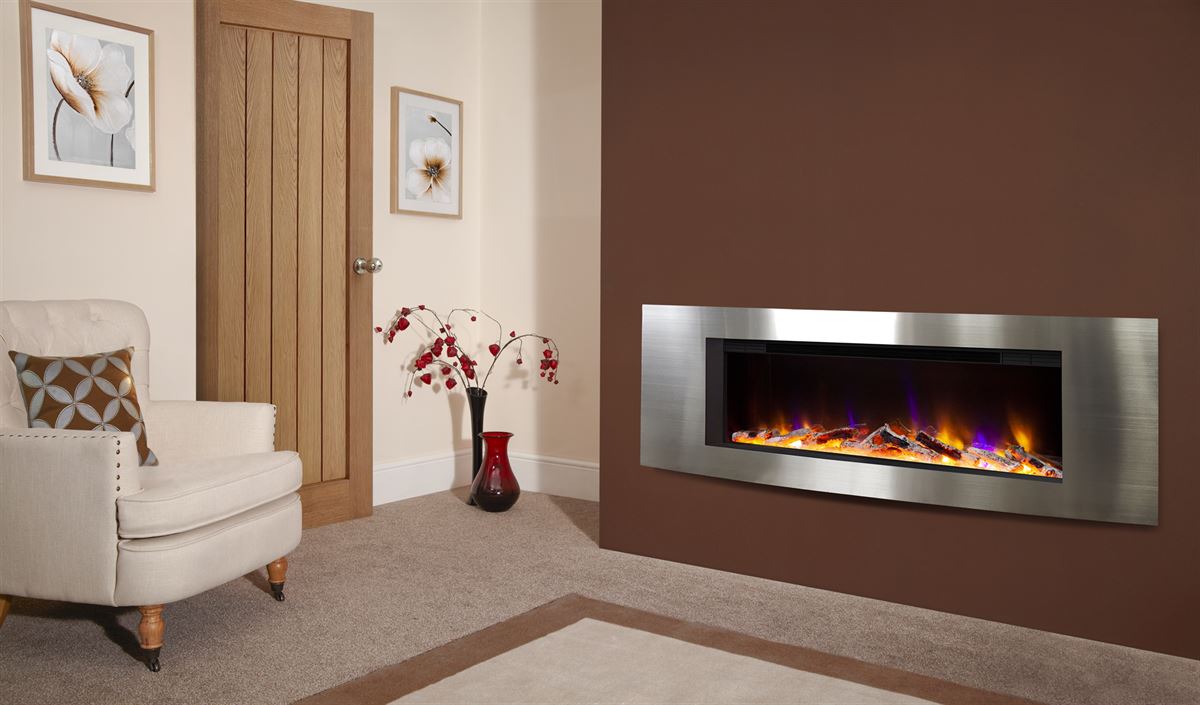 Electriflame VR Vichy Satin Silver Wall Mounted Fire