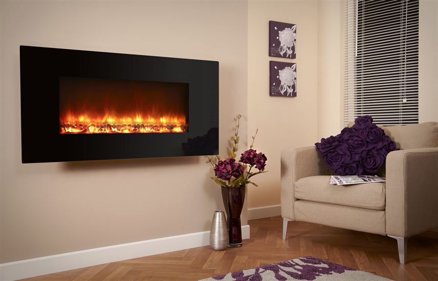 Electriflame XD Black Glass 1300 Wall Mounted Fire