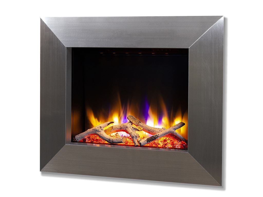 Ultiflame VR Impulse Satin Silver Wall Mounted Fire